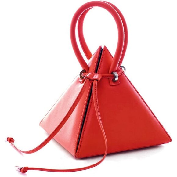Luxury Pyramid Style Red PU Leather Crossbody Handbag for Women